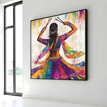 Vibrant Indian Dancer Canvas,Colorful Bollywood Wall Art,Cultural Dance Decor,Festive Indian WomanArt,Ready to Hang Canvas,Woman Wall Canvas