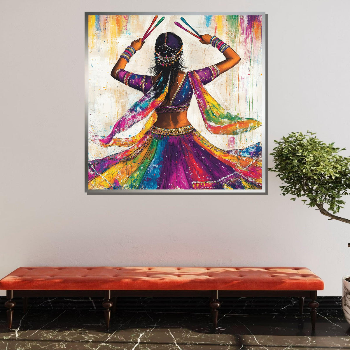 Vibrant Indian Dancer Canvas,Colorful Bollywood Wall Art,Cultural Dance Decor,Festive Indian WomanArt,Ready to Hang Canvas,Woman Wall Canvas