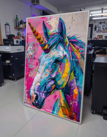 Colorful Graffiti Unicorn Canvas, Vibrant Street Art Wall Decor, Fantasy Unicorn Art Print, Urban Unicorn Wall Art, Ready to Hang Canvas