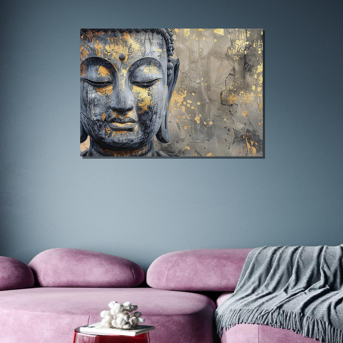 Gold Buddha Canvas, Peaceful Wall Art, Zen Decor, Spiritual Artwork, Modern Religious Wall Decor, Spiritual Motherhood Artwork