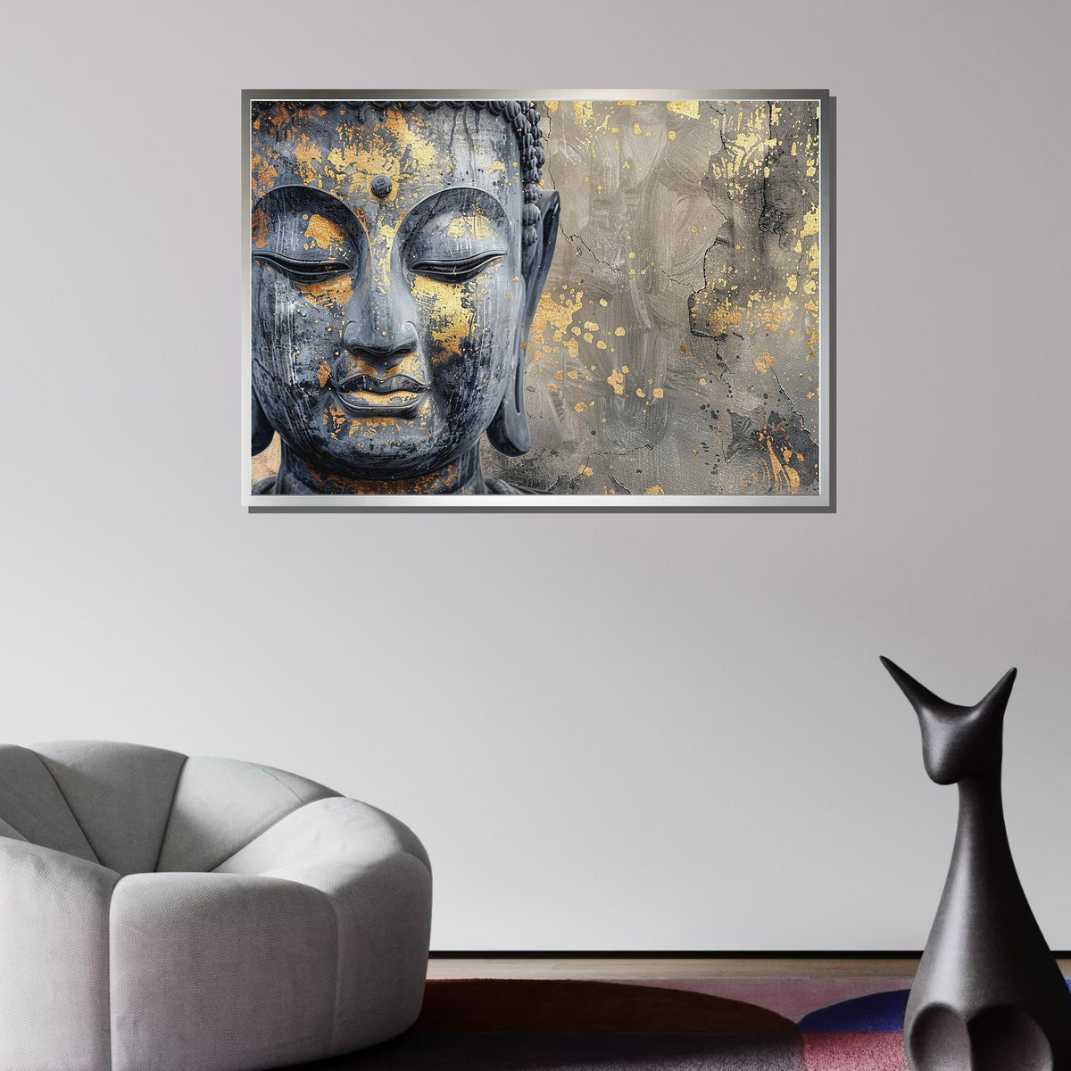 Gold Buddha Canvas, Peaceful Wall Art, Zen Decor, Spiritual Artwork, Modern Religious Wall Decor, Spiritual Motherhood Artwork
