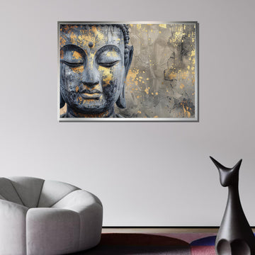 Gold Buddha Canvas, Peaceful Wall Art, Zen Decor, Spiritual Artwork, Modern Religious Wall Decor, Spiritual Motherhood Artwork