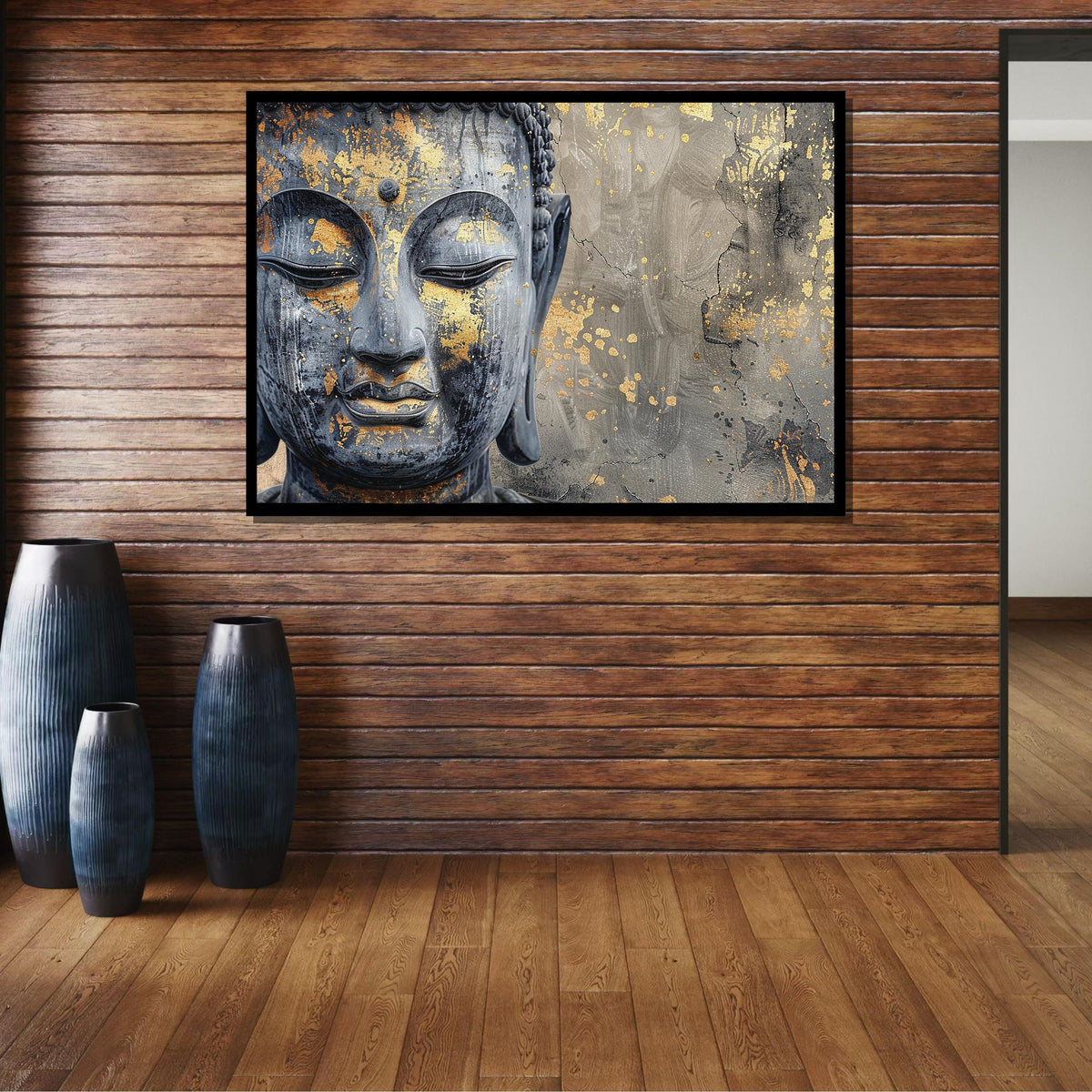 Gold Buddha Canvas, Peaceful Wall Art, Zen Decor, Spiritual Artwork, Modern Religious Wall Decor, Spiritual Motherhood Artwork