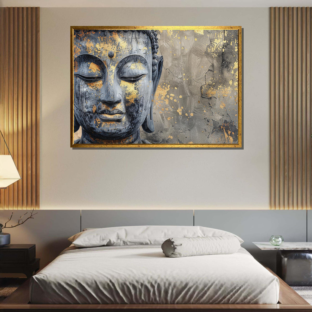 Gold Buddha Canvas, Peaceful Wall Art, Zen Decor, Spiritual Artwork, Modern Religious Wall Decor, Spiritual Motherhood Artwork