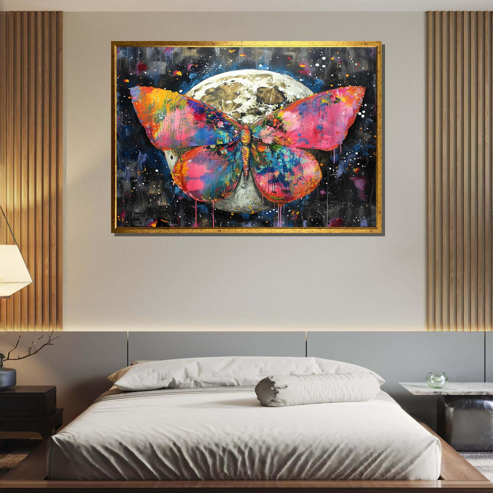 Vibrant Abstract Butterfly Canvas, Bold Colorful Butterfly Art, Butterfly Modern Wall Decor, Animal Poster,Ready to Hang Butterfly Painting