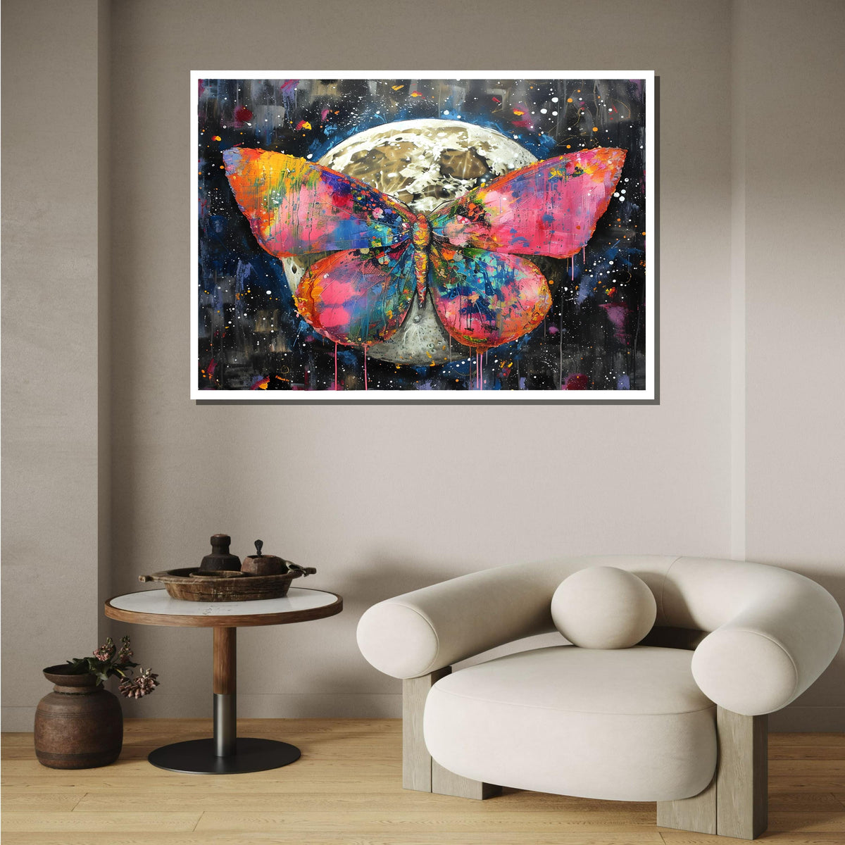 Vibrant Abstract Butterfly Canvas, Bold Colorful Butterfly Art, Butterfly Modern Wall Decor, Animal Poster,Ready to Hang Butterfly Painting