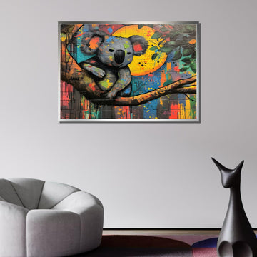 Graffiti Koala Canvas, Urban Wall Art, Colorful Australian Animal Print, Street Art Style Koala Painting, Ready to Hang Decor