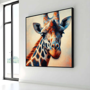 Colorful Giraffe Portrait, Animal Wall Art, Vibrant Wildlife Canvas, Giraffe Painting Print, Nature-Inspired Home Decor, Large Wall Art