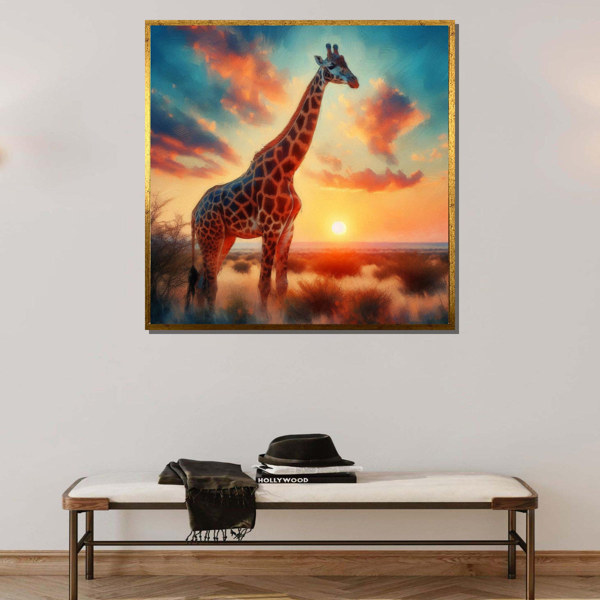 Colorful Giraffe Portrait, Animal Wall Art, Vibrant Wildlife Canvas, Giraffe Painting Print, Nature-Inspired Home Decor, Large Wall Art