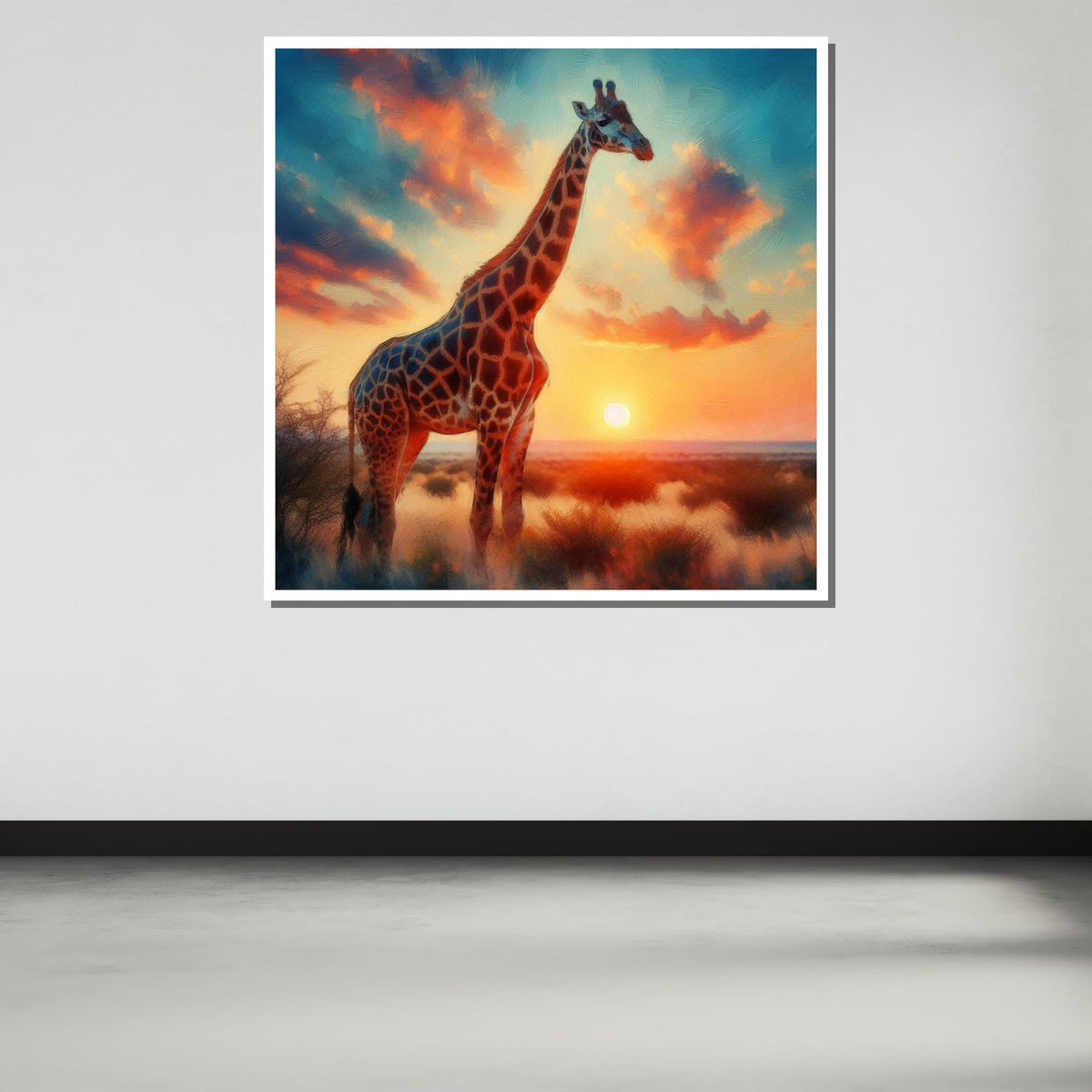 Colorful Giraffe Portrait, Animal Wall Art, Vibrant Wildlife Canvas, Giraffe Painting Print, Nature-Inspired Home Decor, Large Wall Art