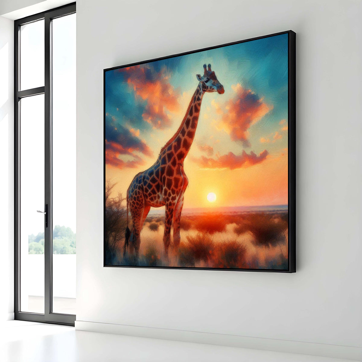Colorful Giraffe Portrait, Animal Wall Art, Vibrant Wildlife Canvas, Giraffe Painting Print, Nature-Inspired Home Decor, Large Wall Art