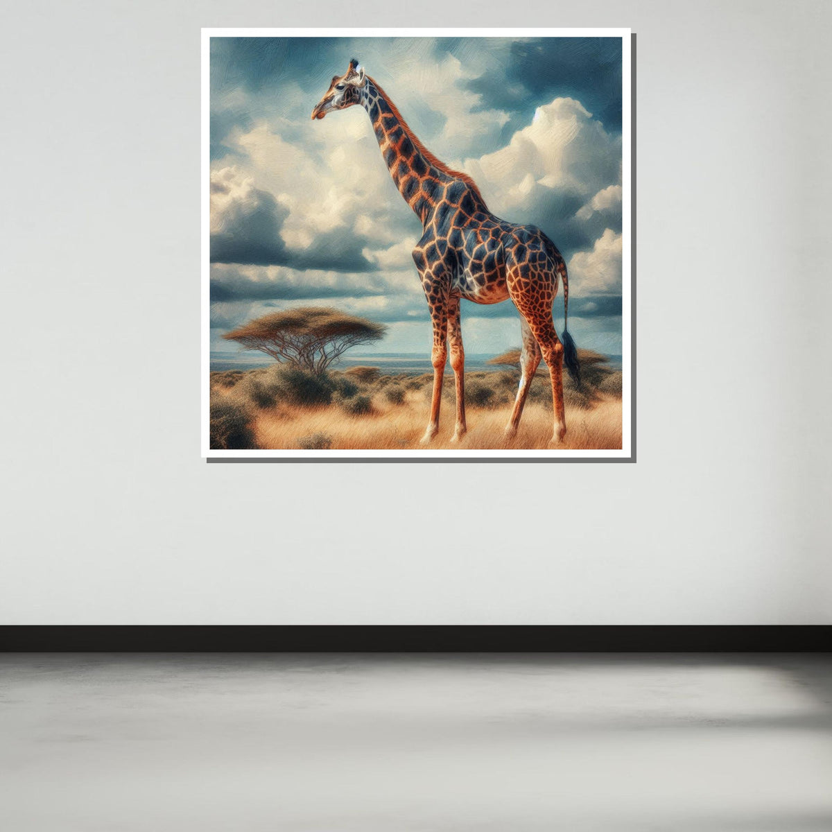 Majestic Giraffe in African Savanna, Wildlife Canvas Art, Safari Animal Wall Print, Nature Inspired Decor, Large Wall Art