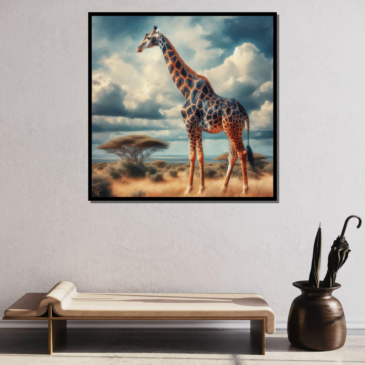 Majestic Giraffe in African Savanna, Wildlife Canvas Art, Safari Animal Wall Print, Nature Inspired Decor, Large Wall Art