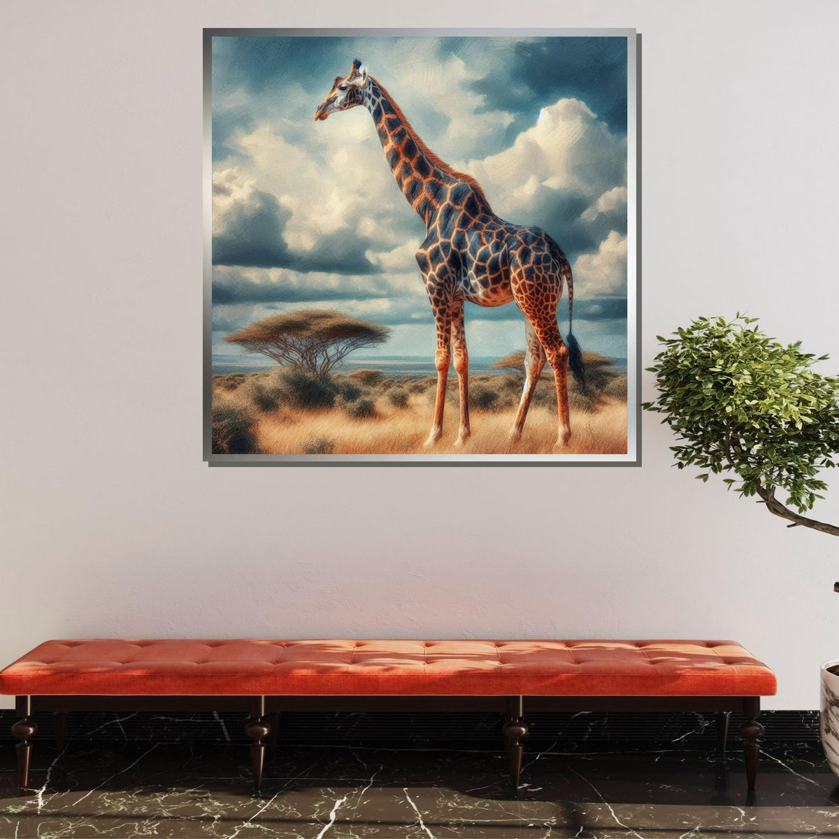 Majestic Giraffe in African Savanna, Wildlife Canvas Art, Safari Animal Wall Print, Nature Inspired Decor, Large Wall Art