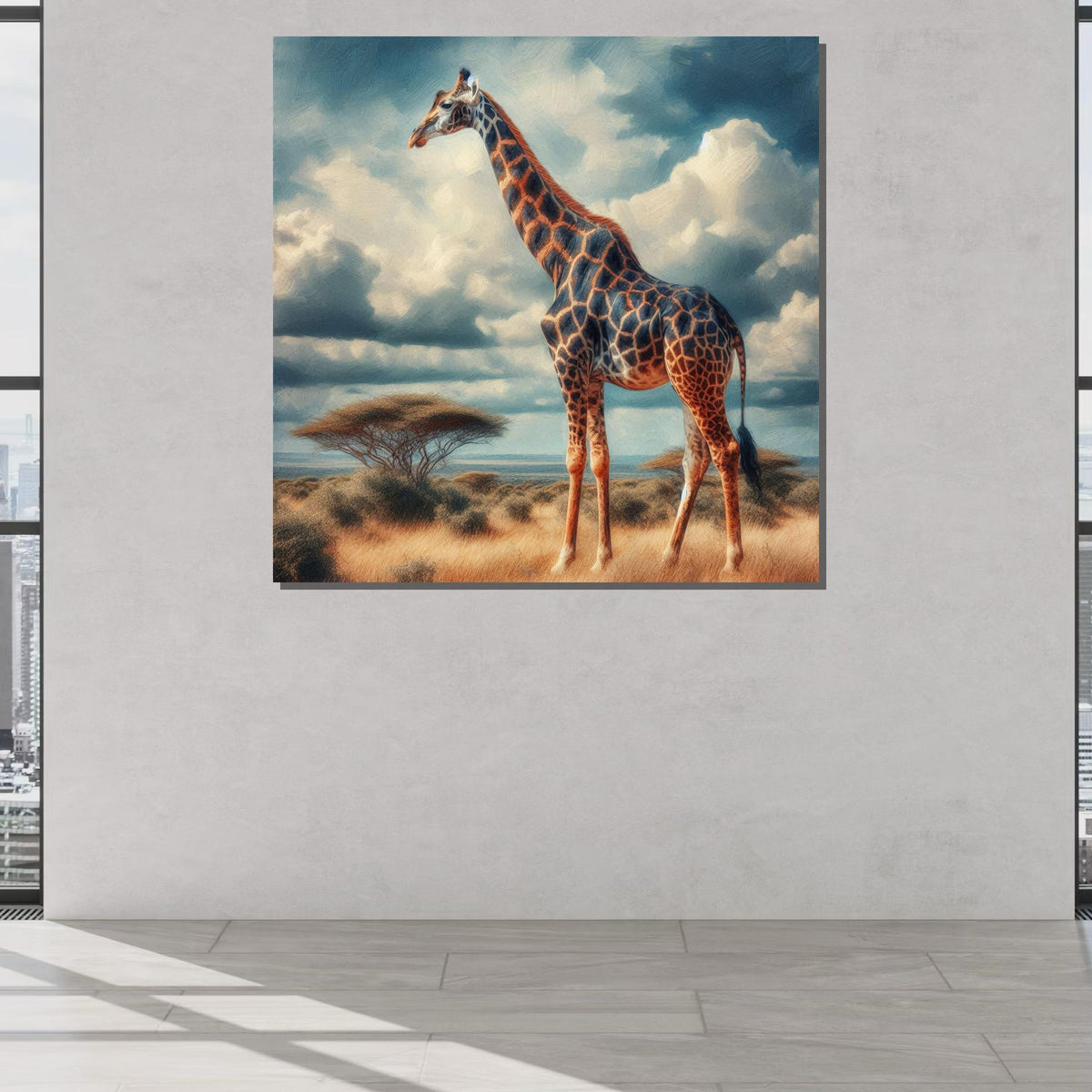 Majestic Giraffe in African Savanna, Wildlife Canvas Art, Safari Animal Wall Print, Nature Inspired Decor, Large Wall Art
