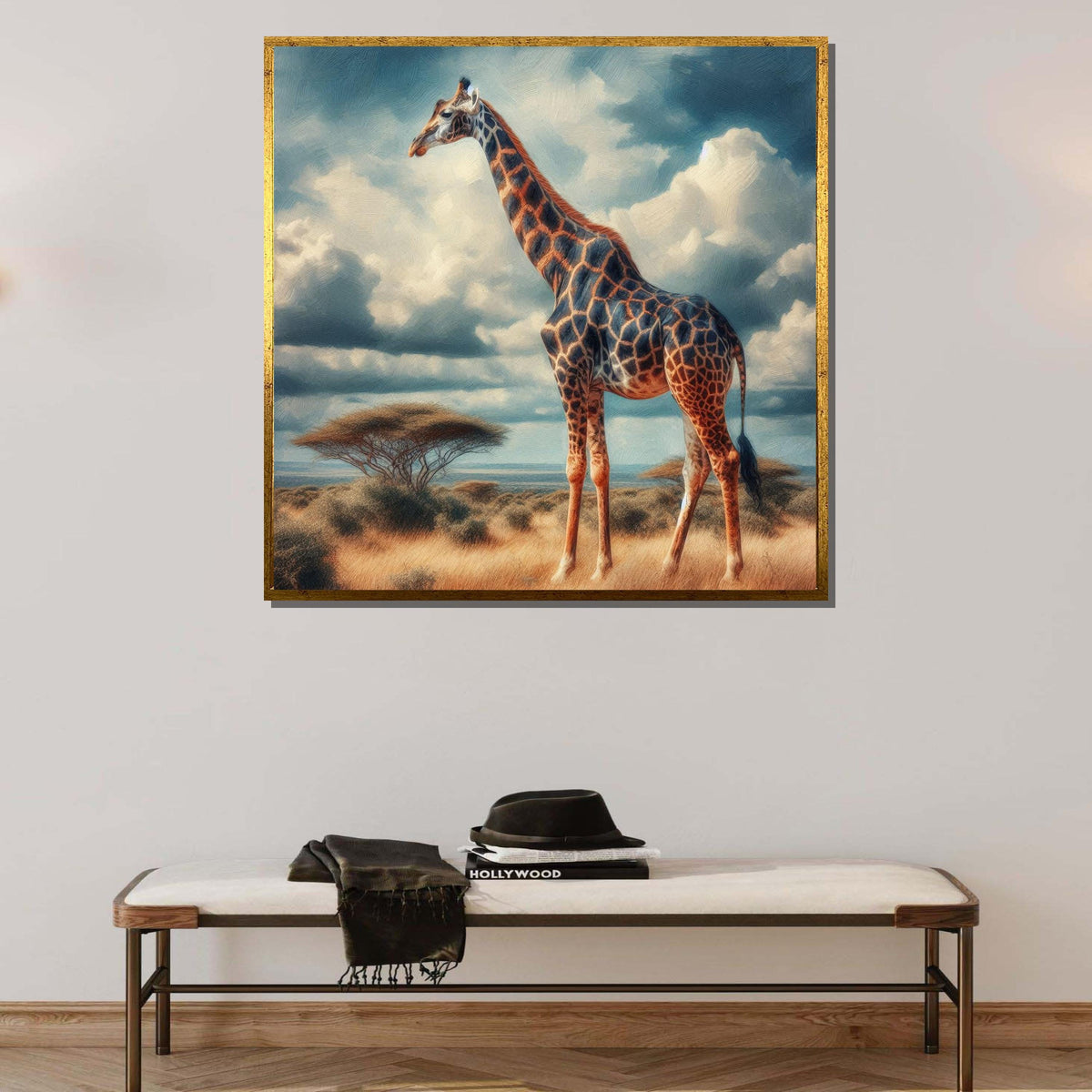 Majestic Giraffe in African Savanna, Wildlife Canvas Art, Safari Animal Wall Print, Nature Inspired Decor, Large Wall Art