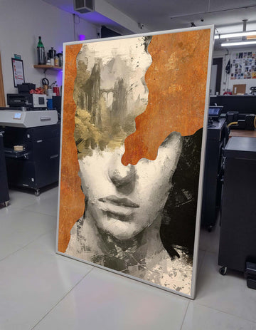 Abstract Landscape Portrait Canvas, Modern Face Art with Nature, Abstract Minimalist Wall Decor, Rustic Monochrome Art, Ready to Hang Canvas