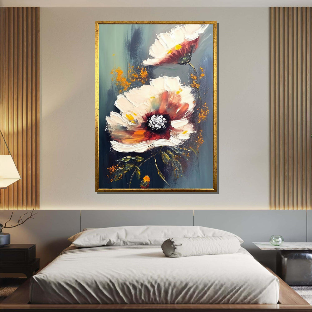 Beige Floral Canvas Art, Neutral Flower Painting, Elegant Wall Decor, Botanical Artwork,Wall Art, Pastel Flower Artwork,Ready to Hang Canvas