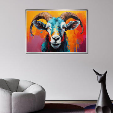Colorful Goat Canvas Art, Vibrant Animal Portrait, Abstract Goat Painting, Modern Wildlife Wall Decor, Bold Farm Animal Art, Animal Decor