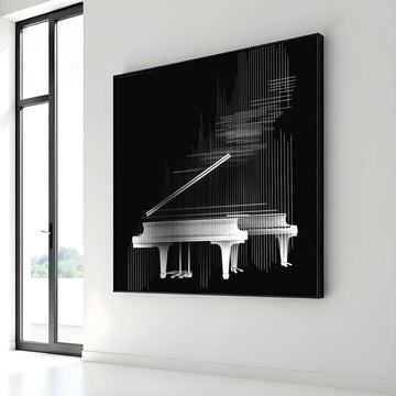 Abstract Piano Line Art Canvas, Modern Minimalist Piano Print, Black and White Music Wall Art,Musical Notes Art,Music  Wall Decor