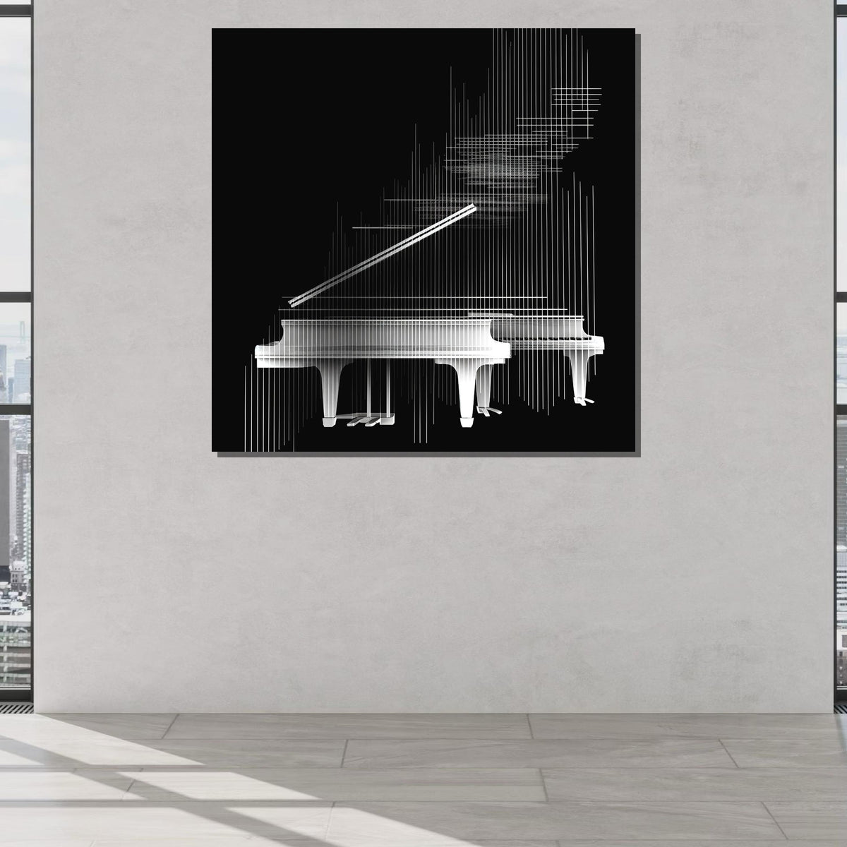 Abstract Piano Line Art Canvas, Modern Minimalist Piano Print, Black and White Music Wall Art,Musical Notes Art,Music  Wall Decor