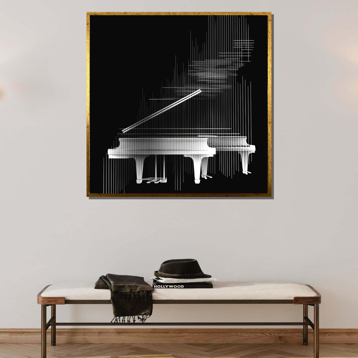 Abstract Piano Line Art Canvas, Modern Minimalist Piano Print, Black and White Music Wall Art,Musical Notes Art,Music  Wall Decor