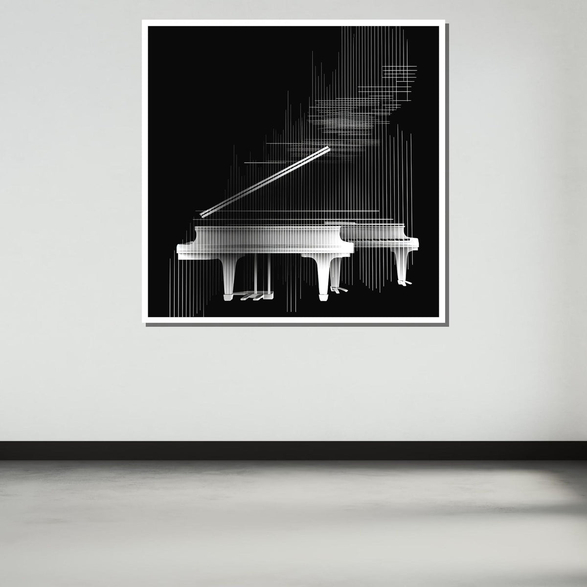 Abstract Piano Line Art Canvas, Modern Minimalist Piano Print, Black and White Music Wall Art,Musical Notes Art,Music  Wall Decor