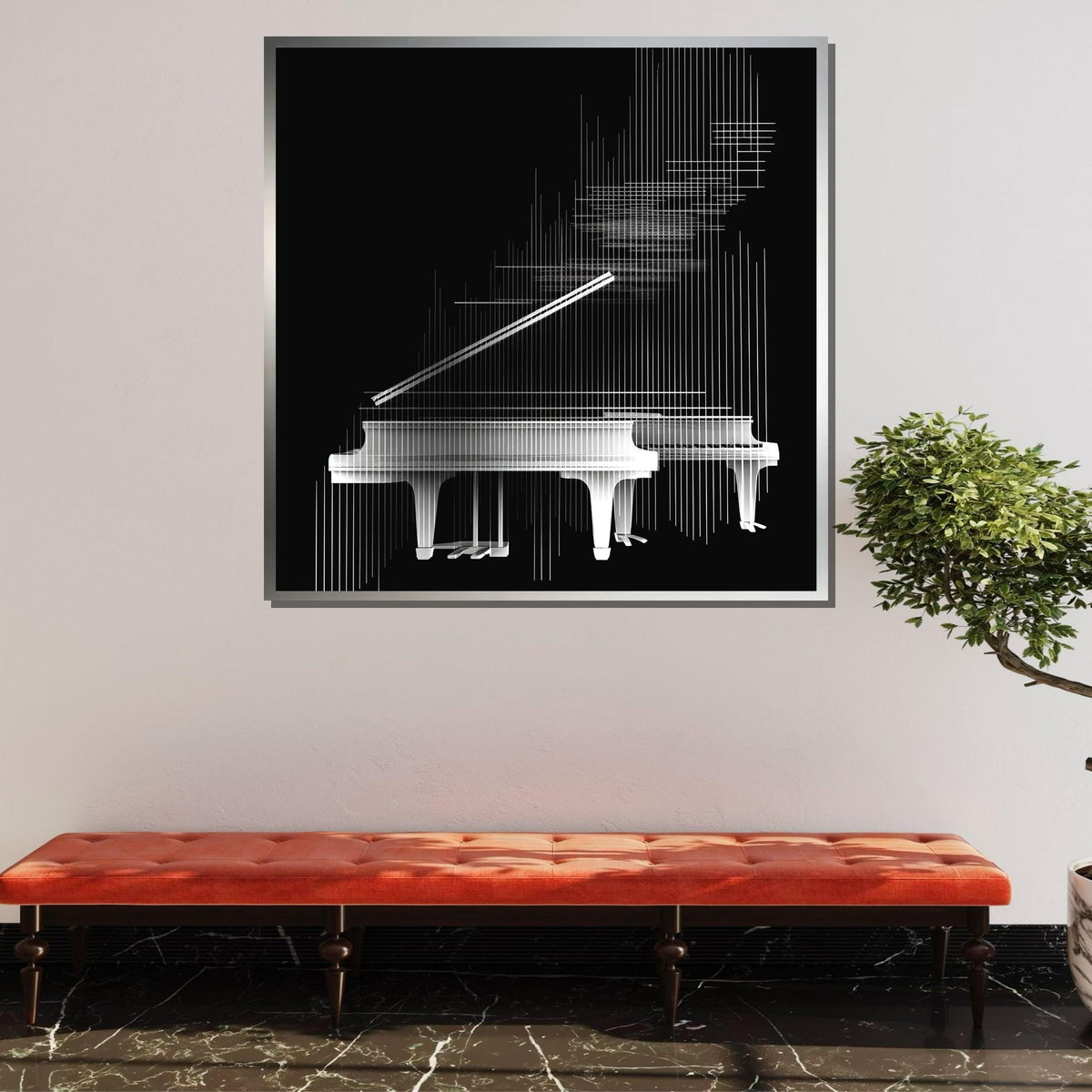 Abstract Piano Line Art Canvas, Modern Minimalist Piano Print, Black and White Music Wall Art,Musical Notes Art,Music  Wall Decor