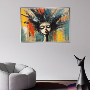 Emotional Abstract Portrait Canvas, Expressive Woman Art, Modern Face Painting, Bold Colorful Wall Art, Artistic Home Decor, Large Wall Art