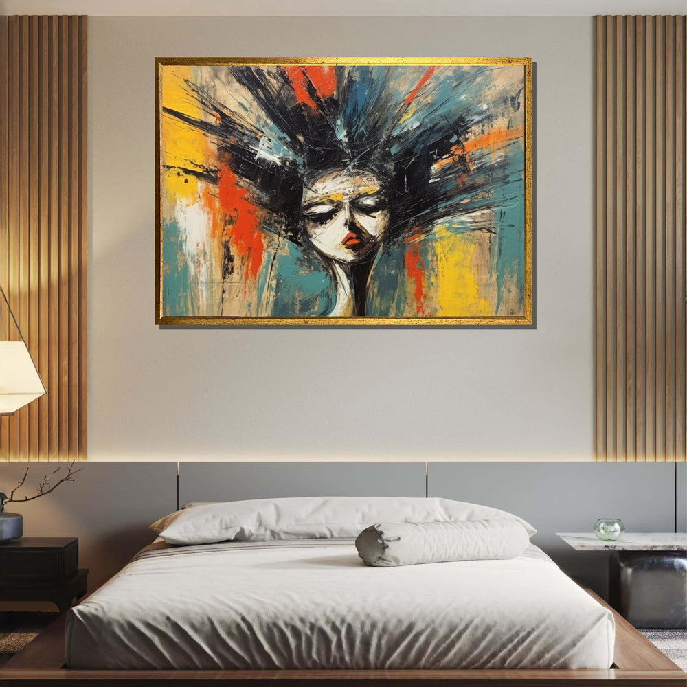 Emotional Abstract Portrait Canvas, Expressive Woman Art, Modern Face Painting, Bold Colorful Wall Art, Artistic Home Decor, Large Wall Art
