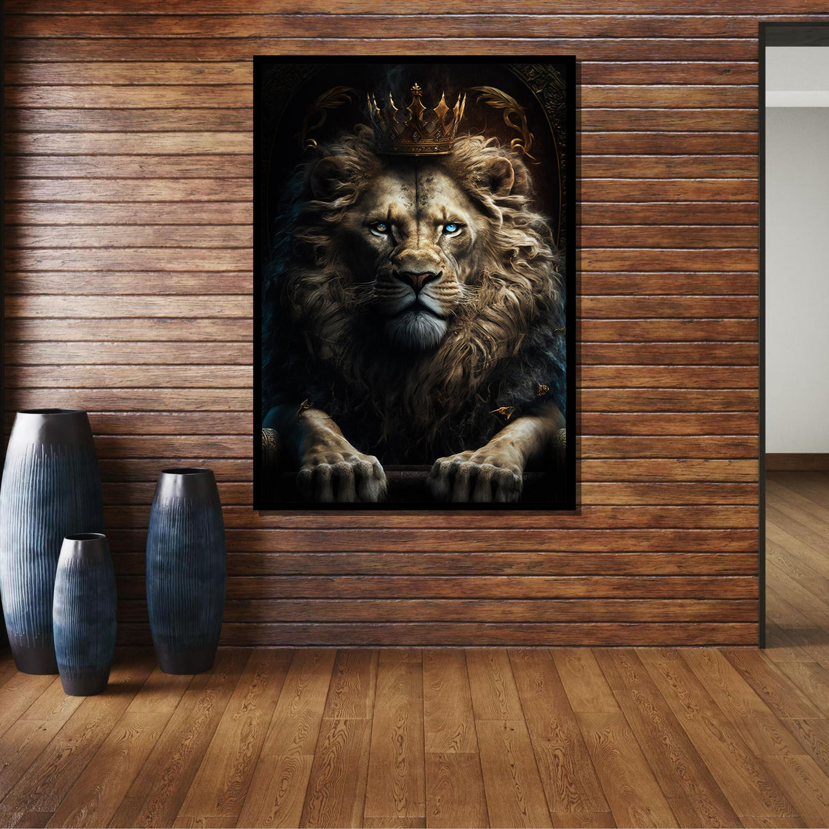 Majestic Lion King Canvas, Regal Lion Portrait,Vibrant Safari Wall Decor,Fierce Lion Painting, Colorful Wildlife Print,Ready to Hang