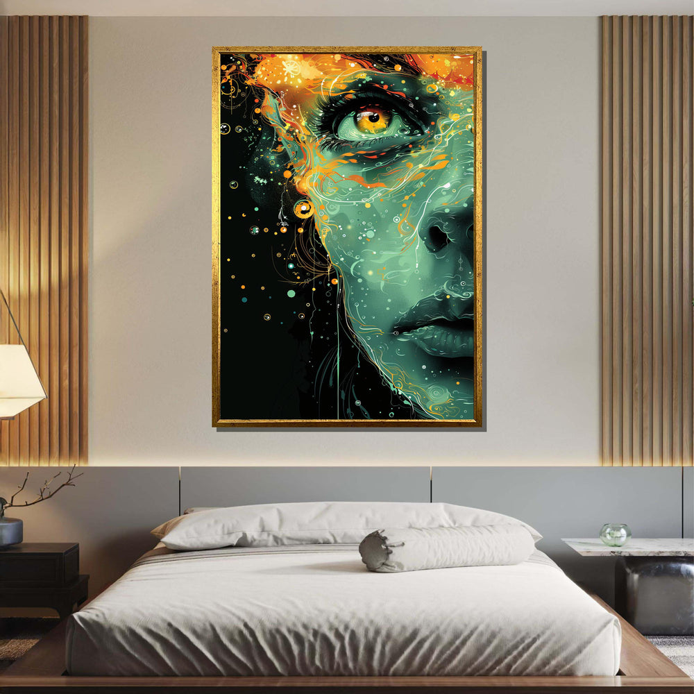 Surreal Woman Portrait, Cosmic Eye Art, Ethereal Face Painting, Psychedelic Portrait Canvas, Abstract Woman Wall Art
