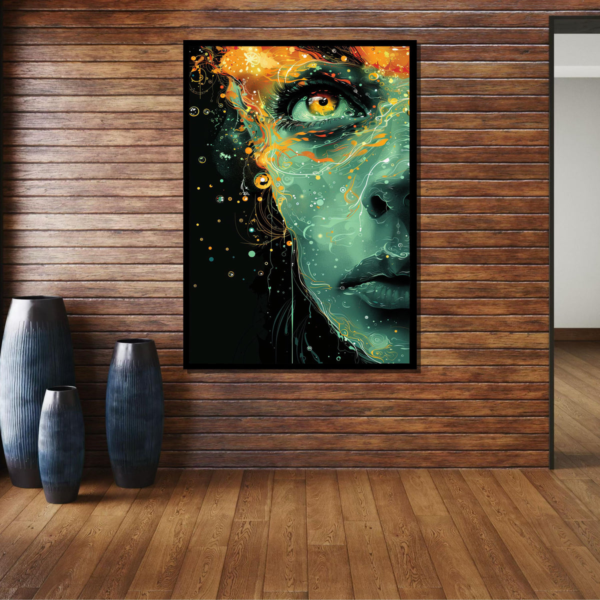 Surreal Woman Portrait, Cosmic Eye Art, Ethereal Face Painting, Psychedelic Portrait Canvas, Abstract Woman Wall Art