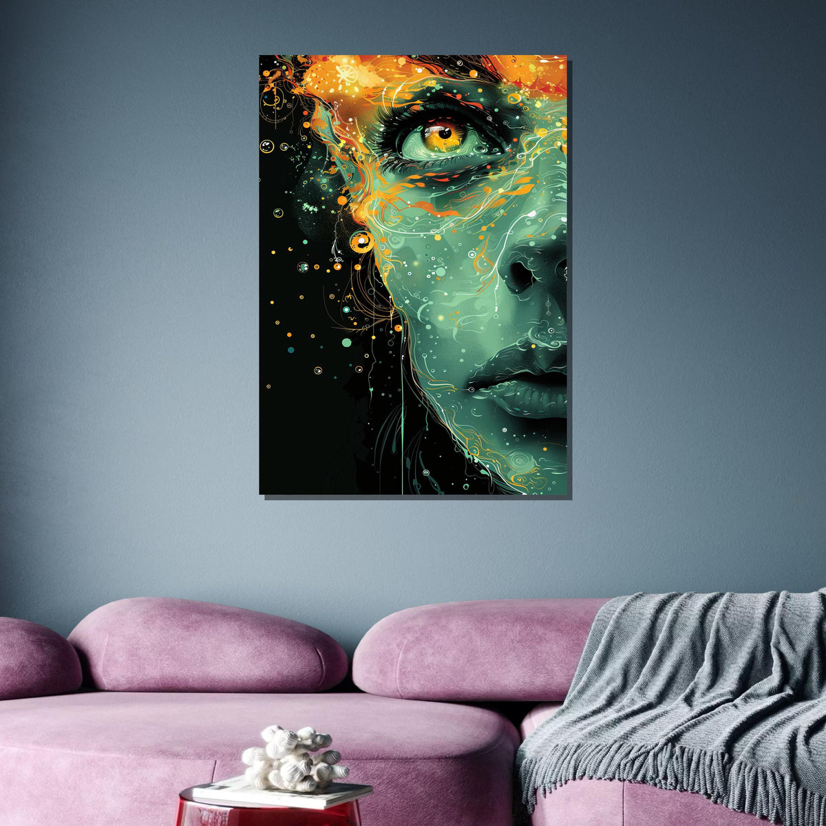 Surreal Woman Portrait, Cosmic Eye Art, Ethereal Face Painting, Psychedelic Portrait Canvas, Abstract Woman Wall Art