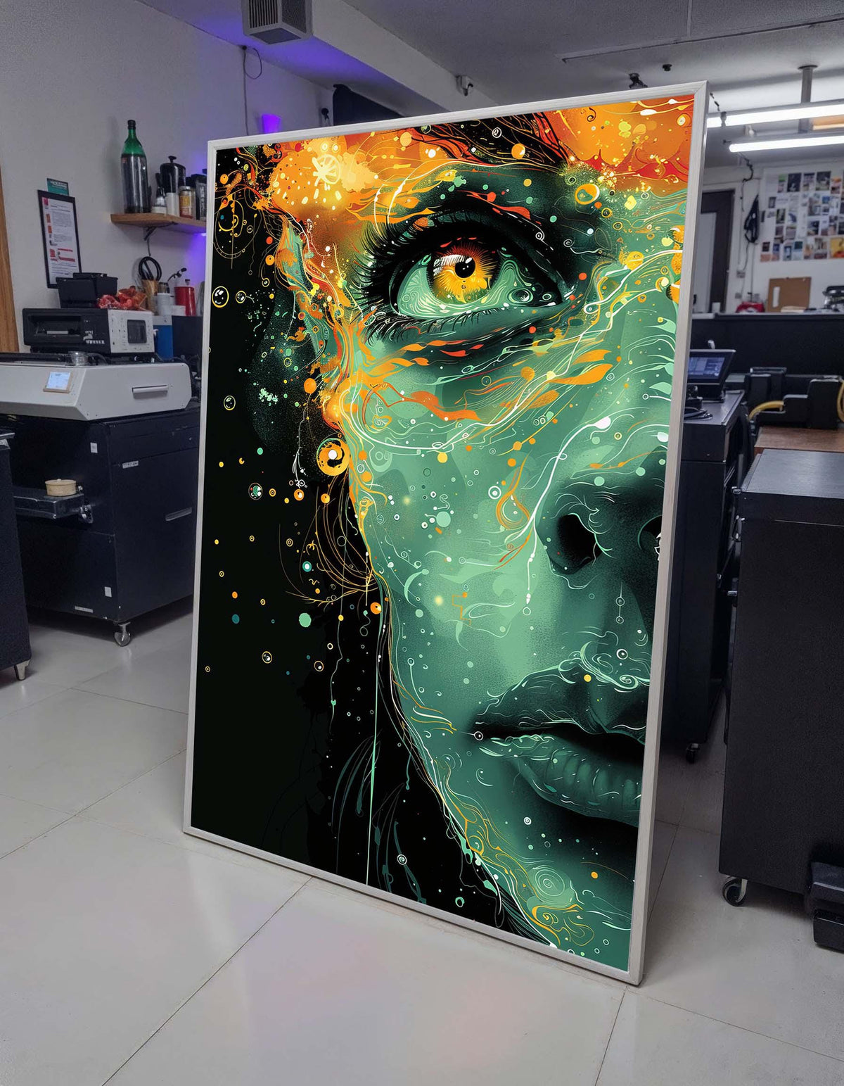 Surreal Woman Portrait, Cosmic Eye Art, Ethereal Face Painting, Psychedelic Portrait Canvas, Abstract Woman Wall Art