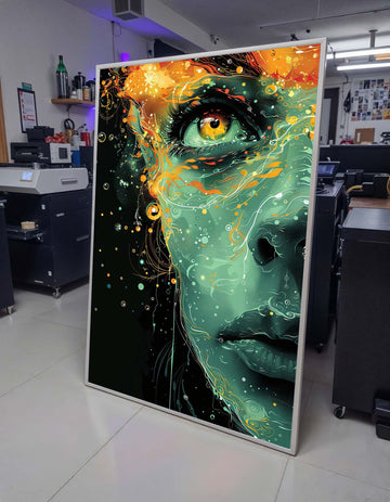 Surreal Woman Portrait, Cosmic Eye Art, Ethereal Face Painting, Psychedelic Portrait Canvas, Abstract Woman Wall Art