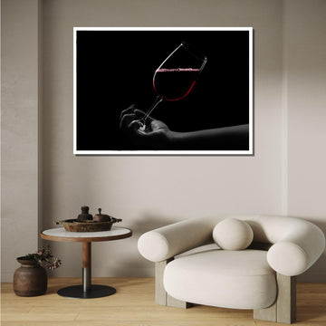Elegant Wine Glass Art, Red Wine Wall Decor, Minimalist Wine Canvas, Modern Wall Art, Ready to Hang, Large Wall Art,Kitchen Art