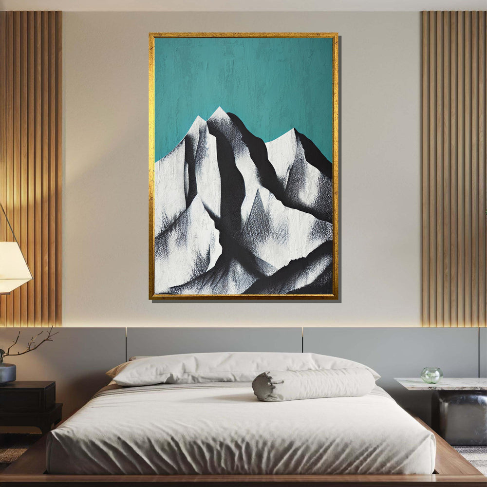 Abstract Mountain Art, Minimalist Mountain Canvas, Black and White Landscape Print, Modern Mountain Wall Art, Ready to Hang Decor