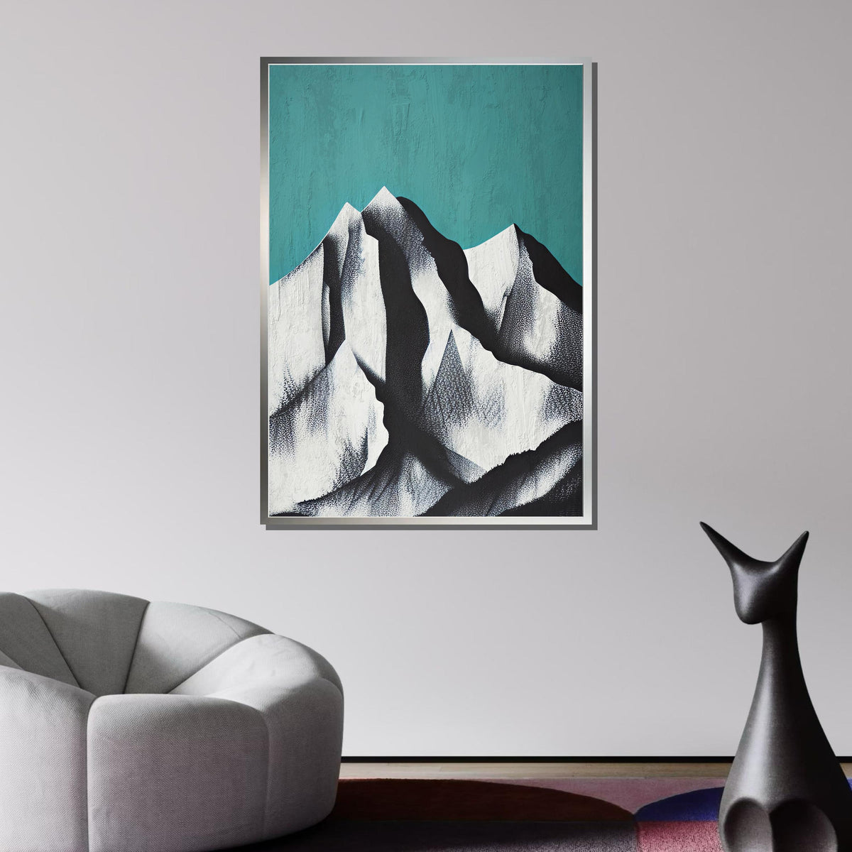 Abstract Mountain Art, Minimalist Mountain Canvas, Black and White Landscape Print, Modern Mountain Wall Art, Ready to Hang Decor