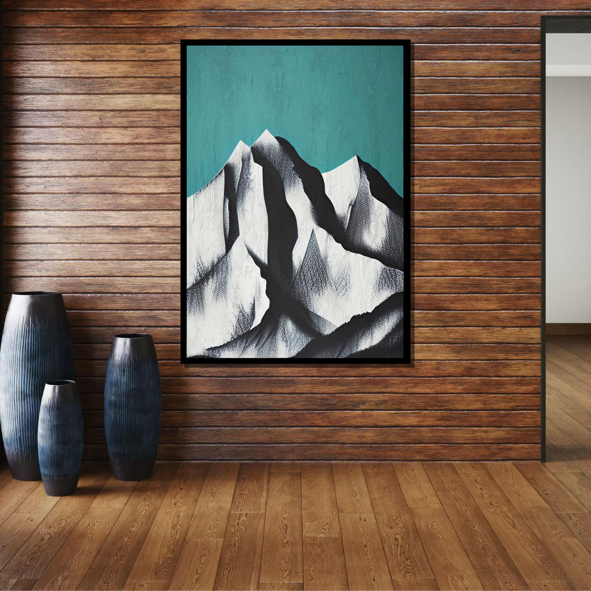 Abstract Mountain Art, Minimalist Mountain Canvas, Black and White Landscape Print, Modern Mountain Wall Art, Ready to Hang Decor