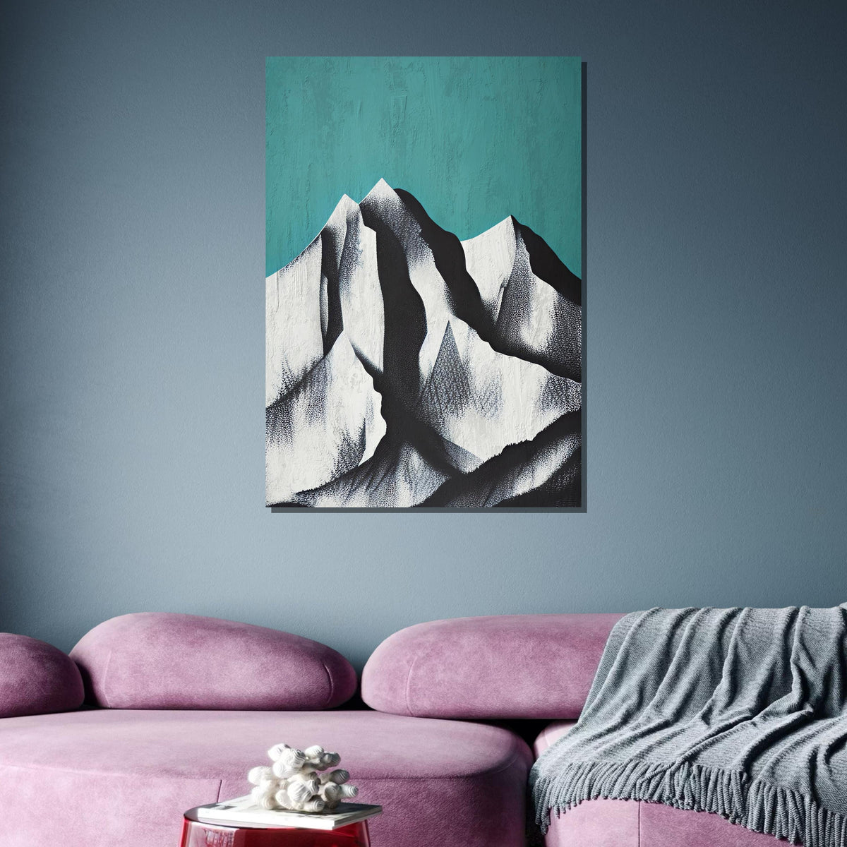 Abstract Mountain Art, Minimalist Mountain Canvas, Black and White Landscape Print, Modern Mountain Wall Art, Ready to Hang Decor