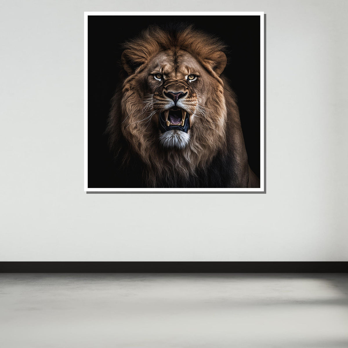 Fierce Lion Portrait Canvas, Powerful Animal Wall Art, Majestic Wild Lion Print, Bold Lion Decor, Ready to Hang, Large Wall Art