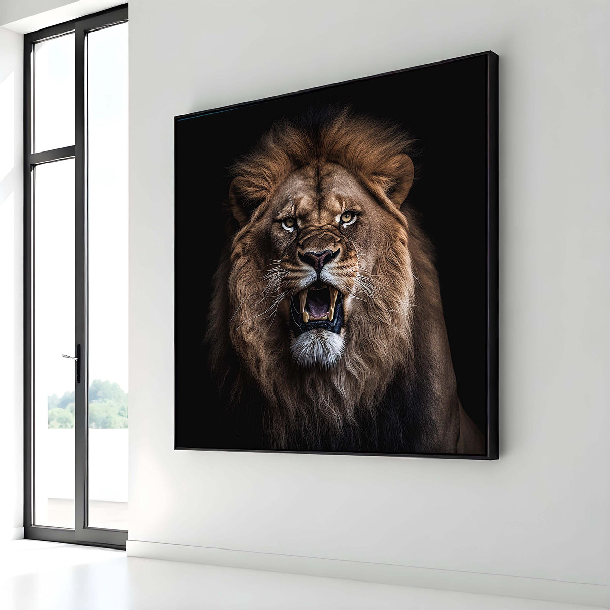 Fierce Lion Portrait Canvas, Powerful Animal Wall Art, Majestic Wild Lion Print, Bold Lion Decor, Ready to Hang, Large Wall Art