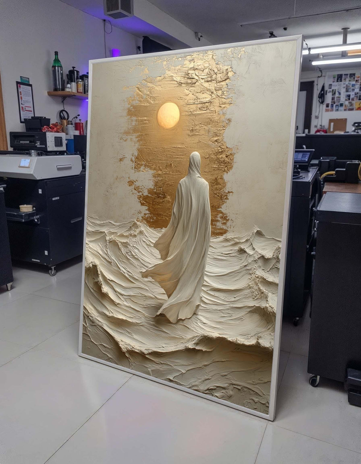 Divine Light Canvas Art, Jesus Walking Toward the Sun, Spiritual Abstract Wall Decor, Ethereal Sacred Art,Christian Wall Art, Ready to Hang