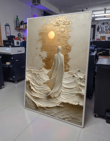 Divine Light Canvas Art, Jesus Walking Toward the Sun, Spiritual Abstract Wall Decor, Ethereal Sacred Art,Christian Wall Art, Ready to Hang