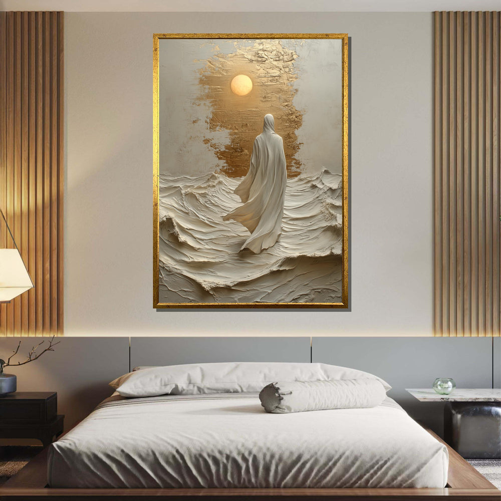 Divine Light Canvas Art, Jesus Walking Toward the Sun, Spiritual Abstract Wall Decor, Ethereal Sacred Art,Christian Wall Art, Ready to Hang