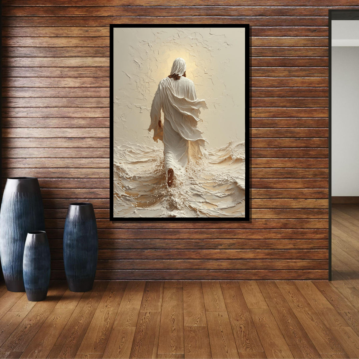Path to Salvation Canvas Art, Jesus Walking Towards the Cross, Spiritual Journey Wall Decor, Inspirational Christian Artwork, Ready to Hang