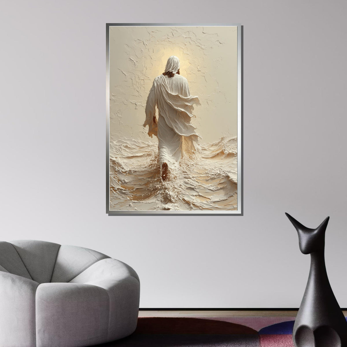 Path to Salvation Canvas Art, Jesus Walking Towards the Cross, Spiritual Journey Wall Decor, Inspirational Christian Artwork, Ready to Hang