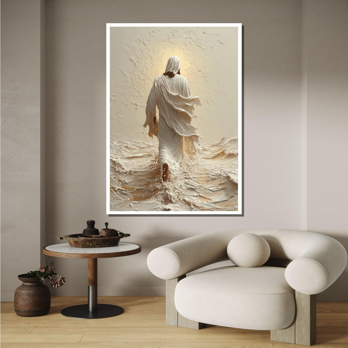 Path to Salvation Canvas Art, Jesus Walking Towards the Cross, Spiritual Journey Wall Decor, Inspirational Christian Artwork, Ready to Hang