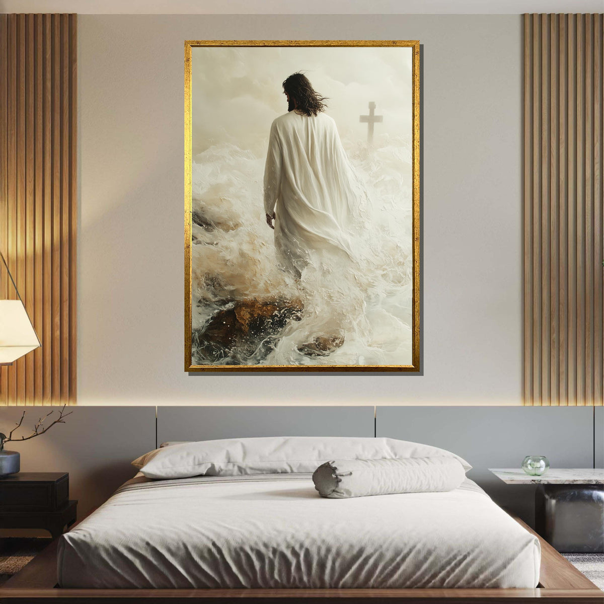 Path to Salvation Canvas Art, Jesus Walking Towards the Cross, Spiritual Journey Wall Decor, Inspirational Christian Artwork, Ready to Hang